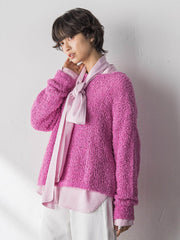 ファンシーヤーンボートネックニットプルオーバー≪手洗い可能≫