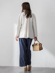 ノーカラーハーフコート