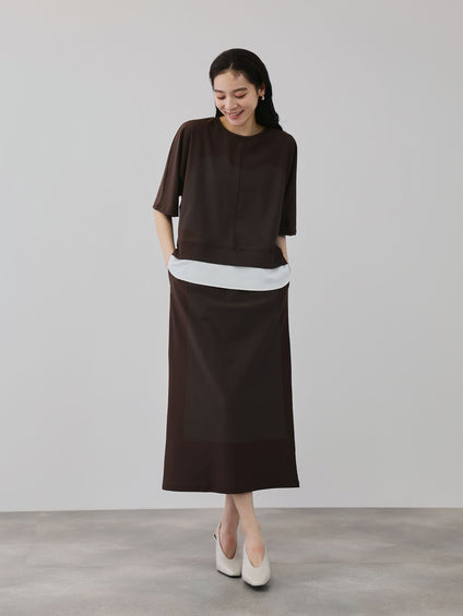 【上下セット】レイヤリードルマントップ×スカート2ピース