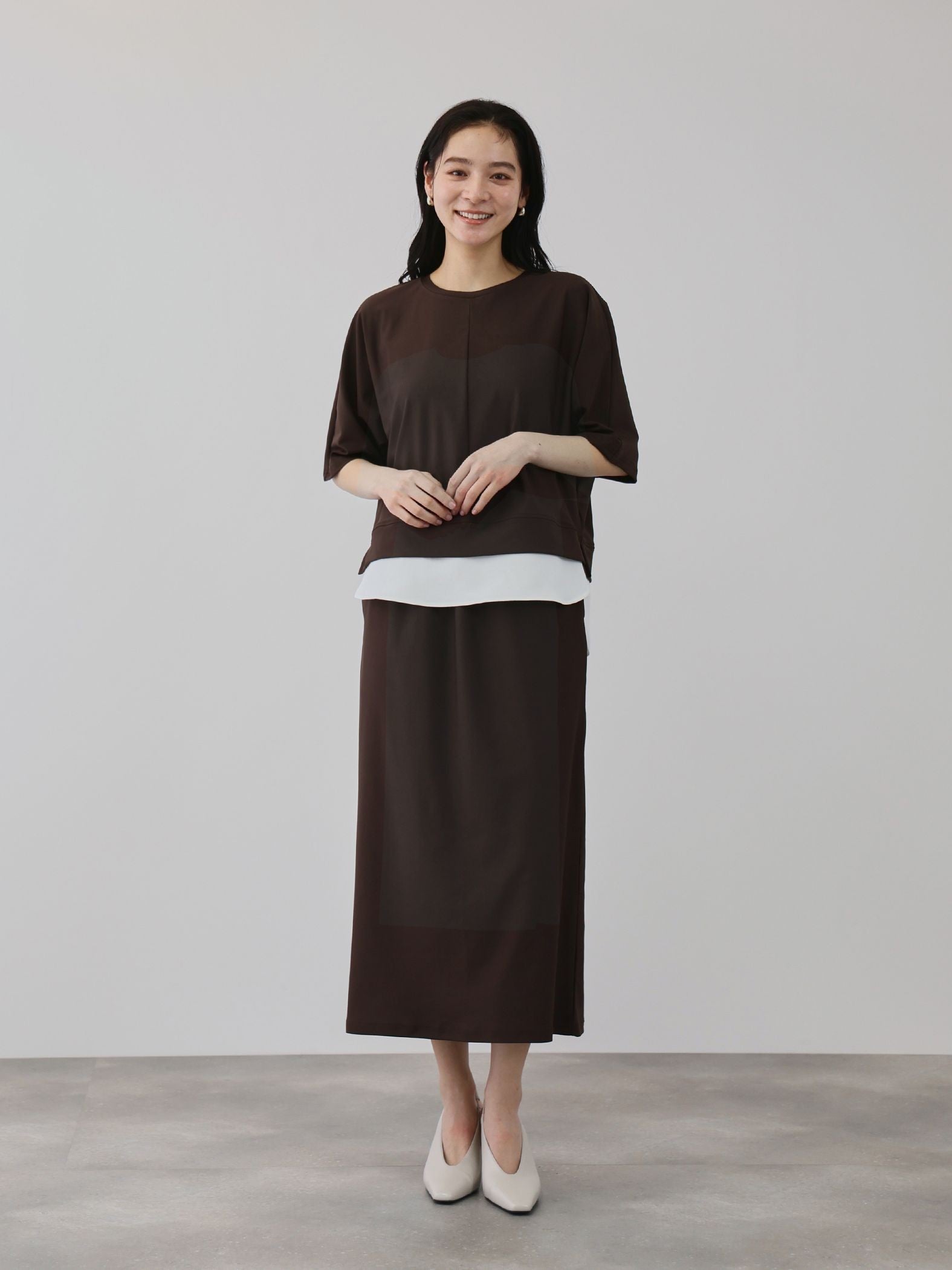 【上下セット】レイヤリードルマントップ×スカート2ピース