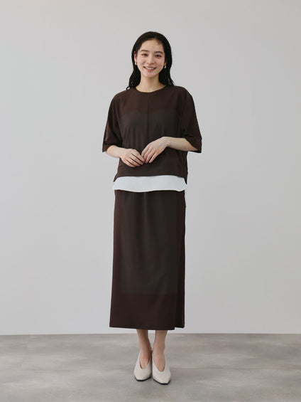 【上下セット】レイヤリードルマントップ×スカート2ピース
