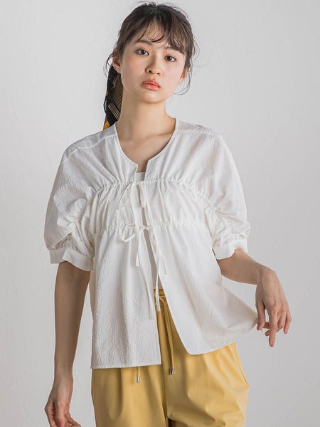 【WEB限定】カラミタンブラーリボンブラウス≪手洗い可能≫