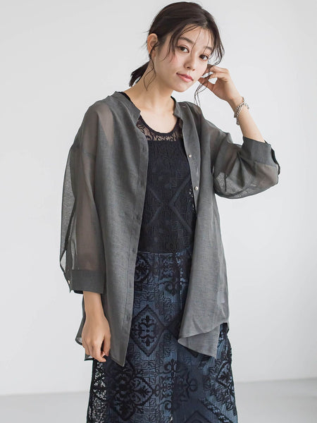 【WEB限定】シアーリネンライクBACKリボンシャツ≪手洗い可能≫