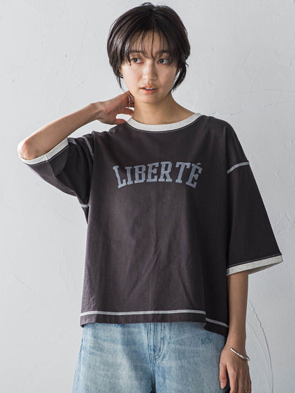 バイカラーパイピングロゴTシャツ≪手洗い可能≫
