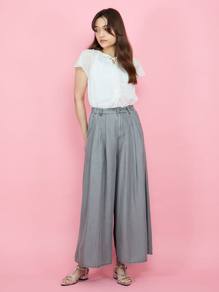 バイオシルクタックワイドパンツ≪セットアップ対応/洗濯機で洗える≫