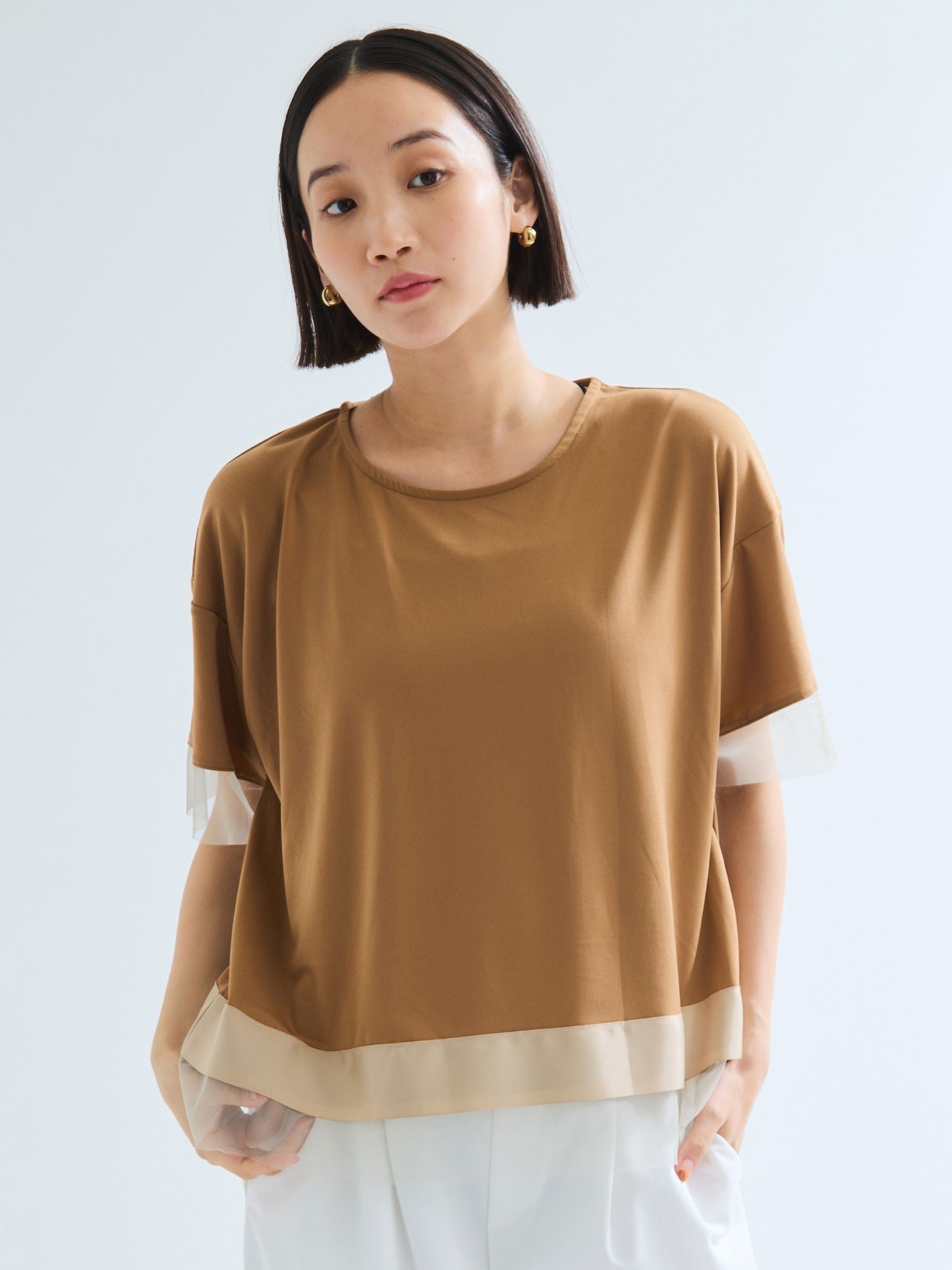 グログラン*チュールキリカエカットソー≪手洗い可能≫