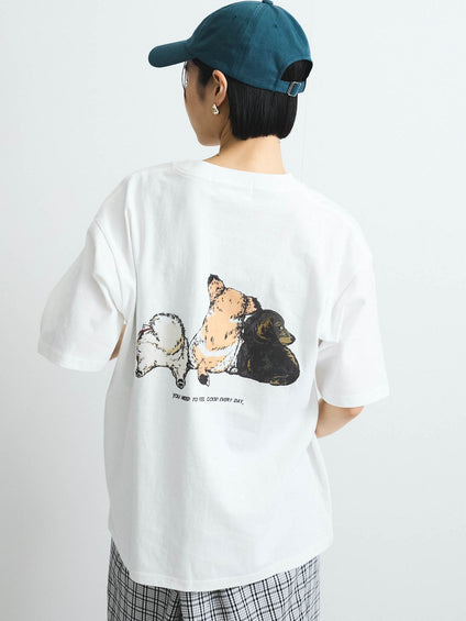 【POWER OF THE PEOPLE】イヌネコプリントTシャツ≪洗濯機で洗える≫