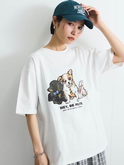 【POWER OF THE PEOPLE】イヌネコプリントTシャツ≪洗濯機で洗える≫
