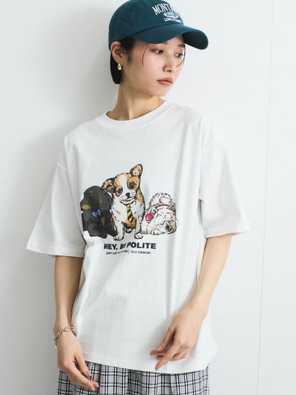 【POWER OF THE PEOPLE】イヌネコプリントTシャツ≪洗濯機で洗える≫