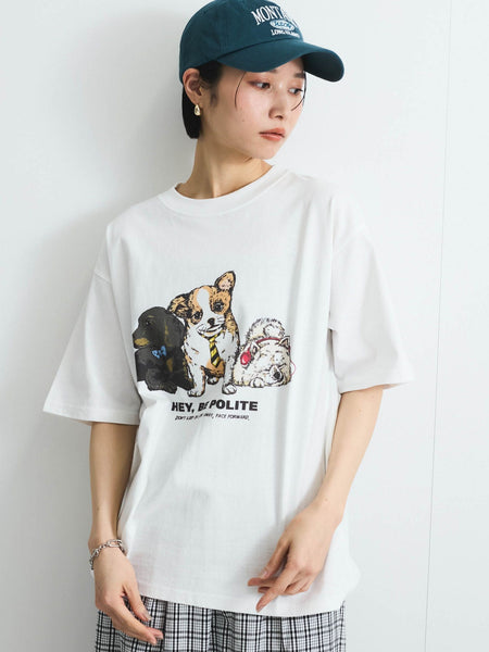 【POWER OF THE PEOPLE】イヌネコプリントTシャツ≪洗濯機で洗える≫