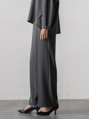 【大きいサイズ】ハイストレッチカルゼワイドパンツ