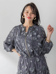 フラワー刺繍チュールジャケット