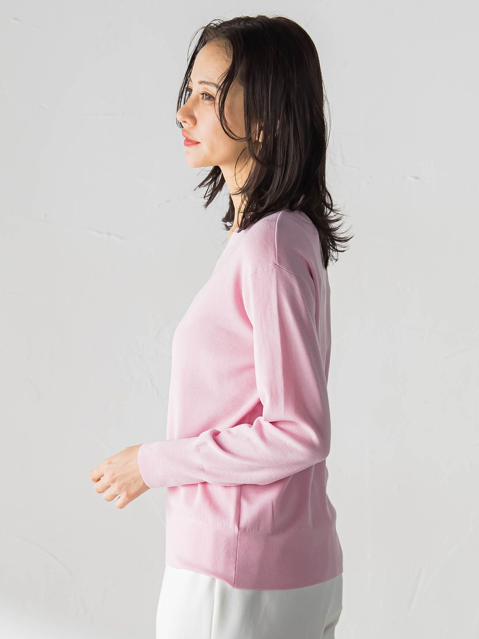 【Brisbane】 Vネックニットプルオーバー≪WEB限定カラーあり/11号あり≫