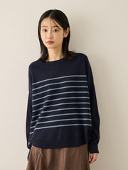 ラメボーダーウォッシャブルコクーンニット≪洗濯機で洗える≫