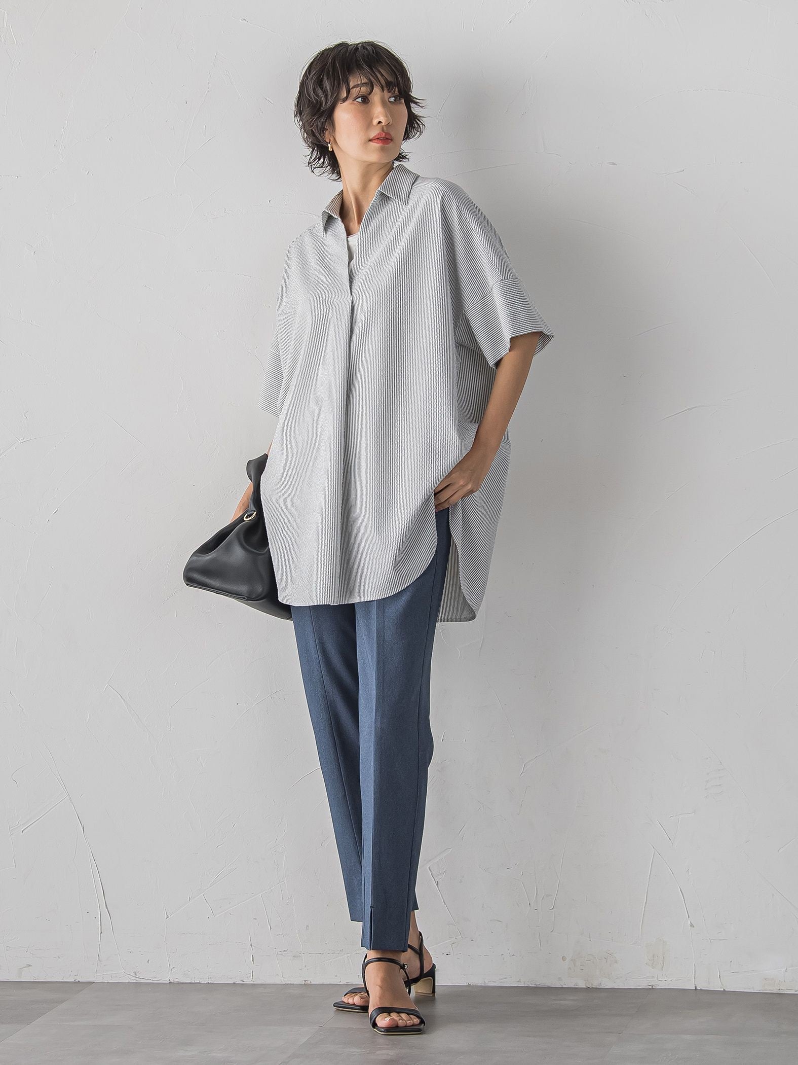 【WEB限定/大きいサイズ/追加生産】”着るだけでサマになる”頼れるスキッパーチュニック
