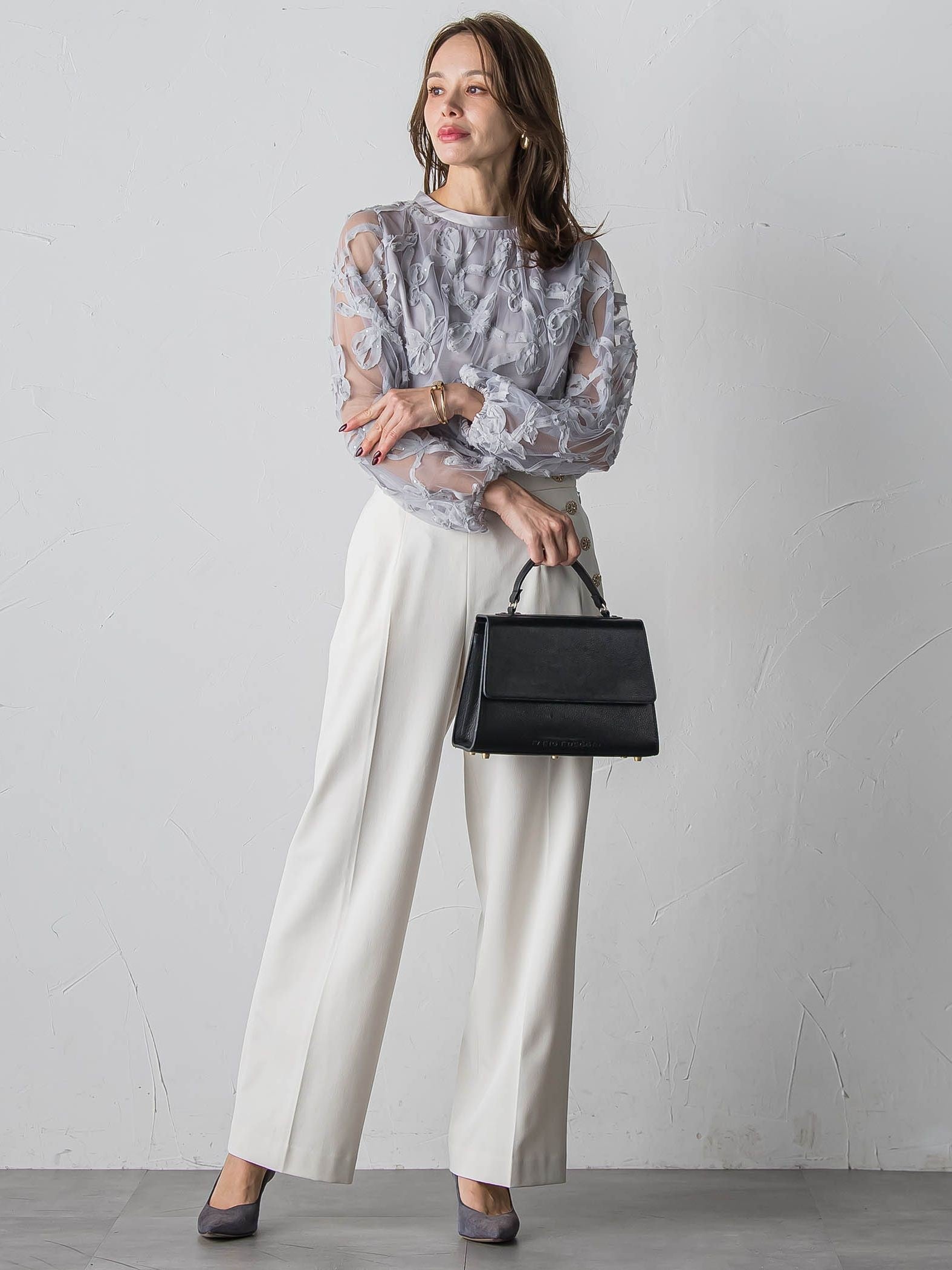 キラキラボタンワイドパンツ≪手洗い可能≫