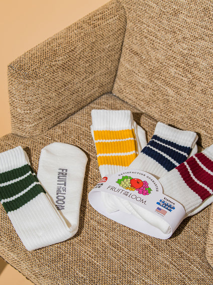 【FRUIT OF THE LOOM 】4足SETラインハイソックス