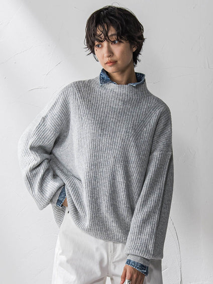 ラメリブボトルネックニット≪手洗い可能≫