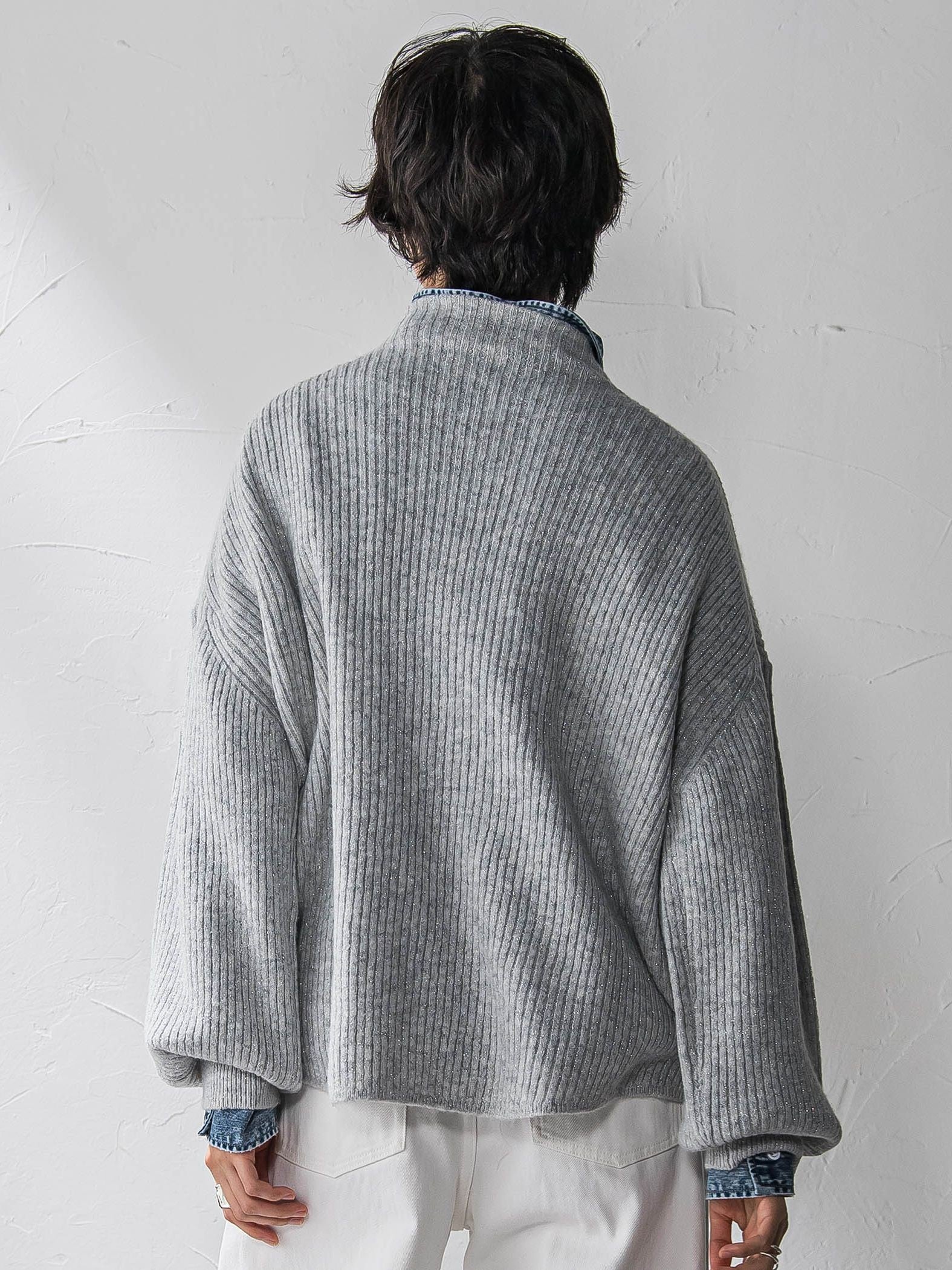 ラメリブボトルネックニット≪手洗い可能≫