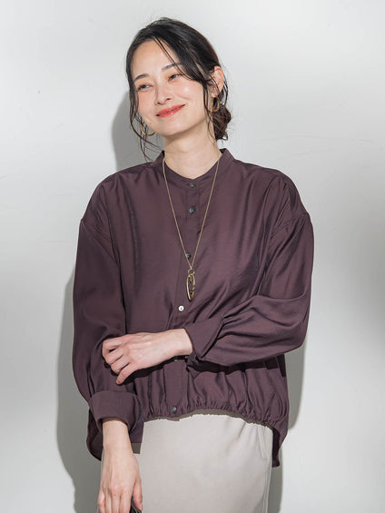 シアーバンドカラーブラウス≪洗える≫