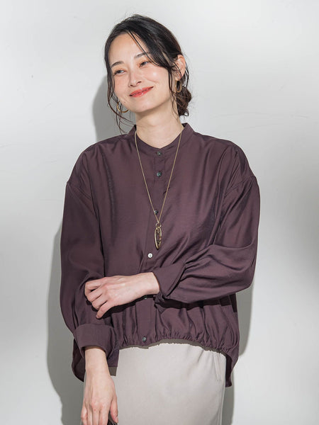 シアーバンドカラーブラウス≪洗える≫