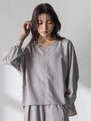 【一瞬で楽とキレイを叶える】タンブラーオックスギャザー袖ブラウス≪手洗い可能≫