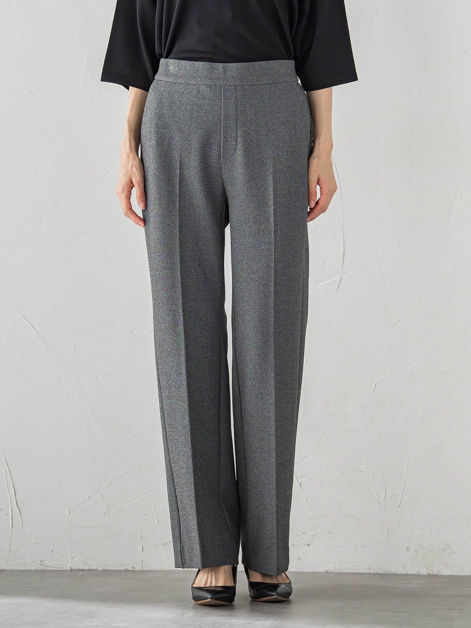 【大きいサイズ/すらっと美脚パンツ】フレアーストレートパンツ