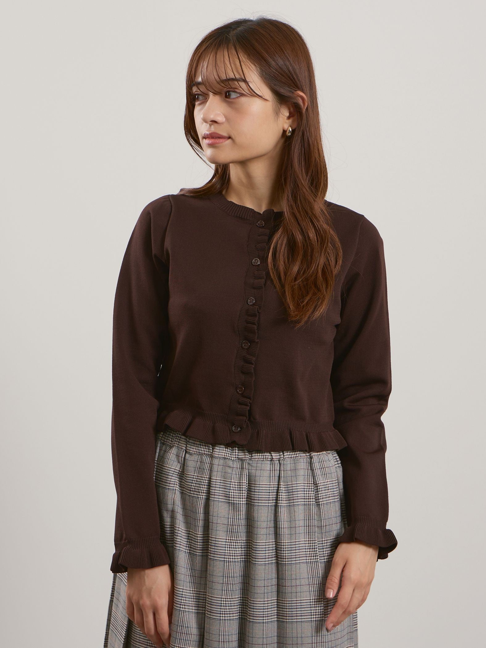 スポンディッシュニットフリルカーディガン≪手洗い可能≫