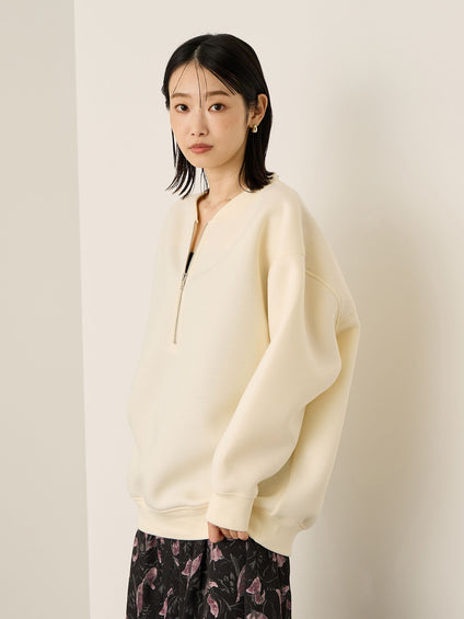 ソフトダンボールハーフZIPプルオーバー≪手洗い可能≫