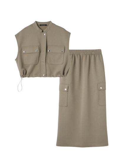 【SET】ダンボールニットベスト×スカート2ピース