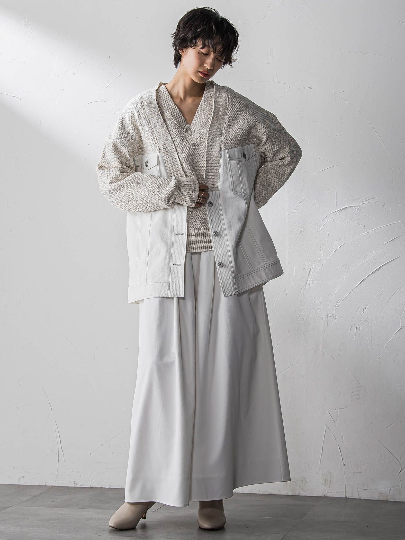 シャンブレーイージーキュロットパンツ≪手洗い可能≫