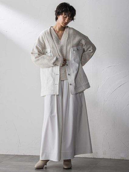 シャンブレーイージーキュロットパンツ≪手洗い可能≫