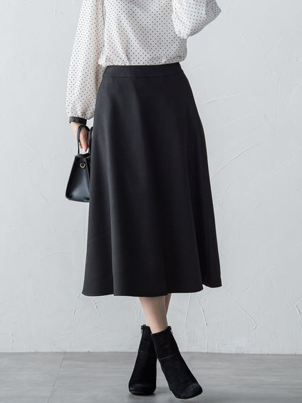 【S/M/L展開】冬仕様 美シルエットロングフレアスカート ≪洗濯機で洗える≫