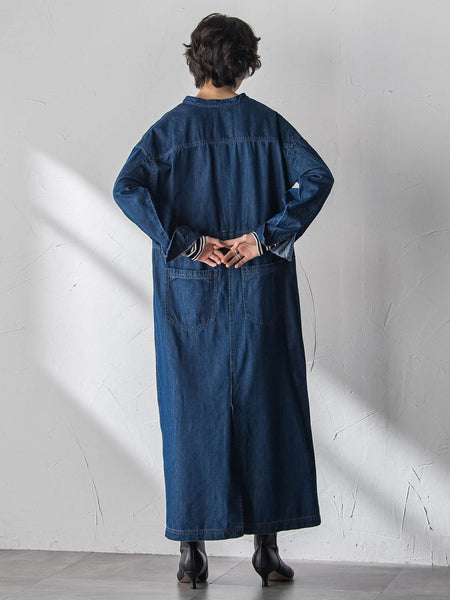 デニムバンドカラーシャツワンピース