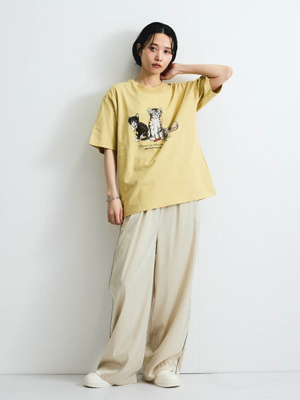 【POWER OF THE PEOPLE】イヌネコプリントTシャツ≪洗濯機で洗える≫