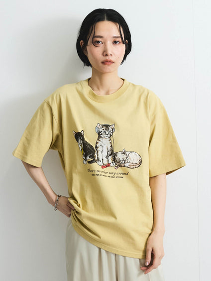 【POWER OF THE PEOPLE】イヌネコプリントTシャツ≪洗濯機で洗える≫