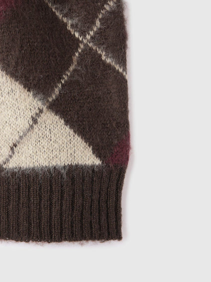 アーガイルVネックニット≪手洗い可能≫