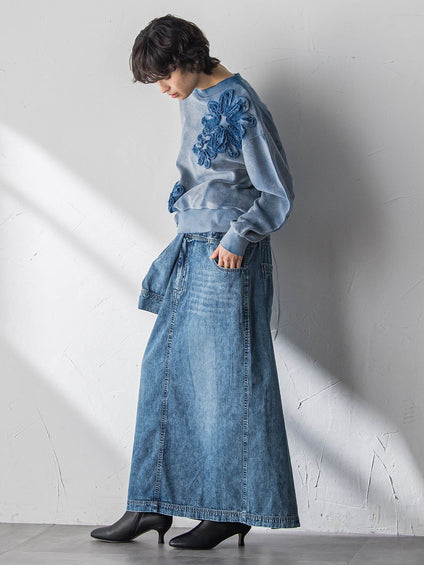 フラワーモチーフプルオーバー≪洗濯機で洗える≫