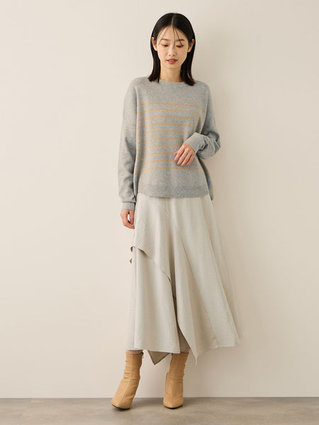 ラメボーダーウォッシャブルコクーンニット≪洗濯機で洗える≫