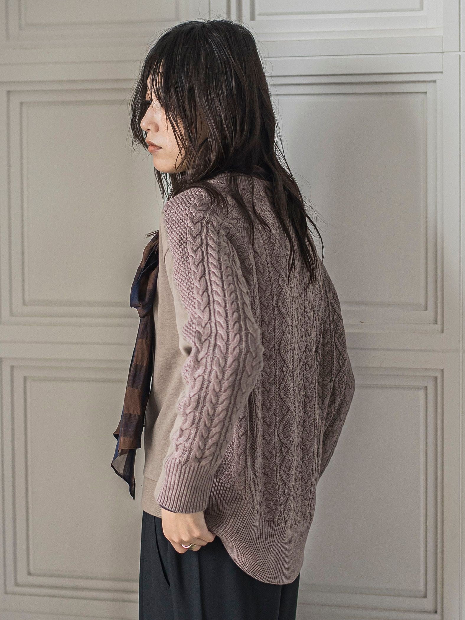 【WEB限定】裏毛×ニット前後ドッキングプルオーバー≪手洗い可能≫