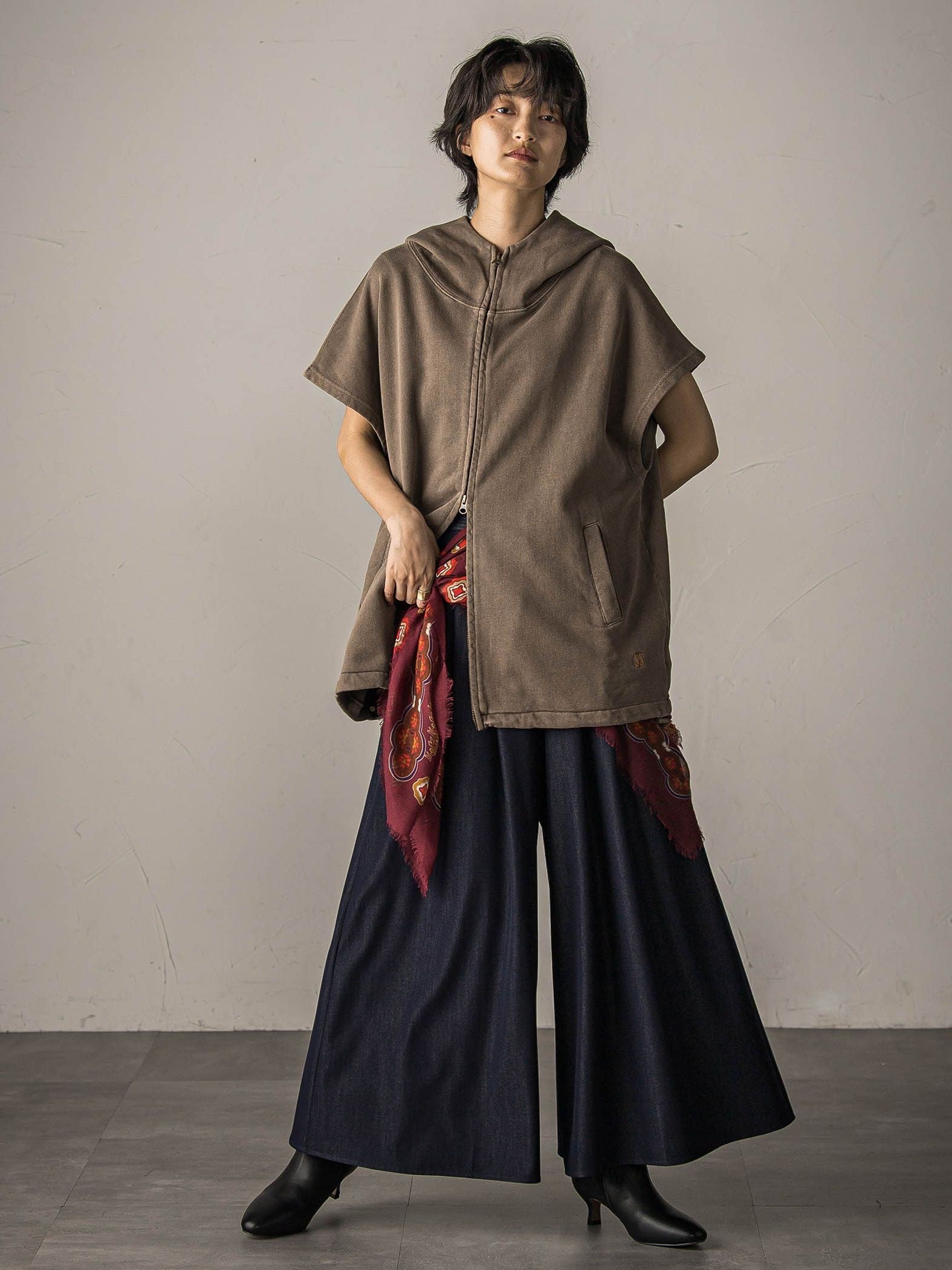 【新色追加】フレアヘムキュロットパンツ≪洗濯機で洗える≫