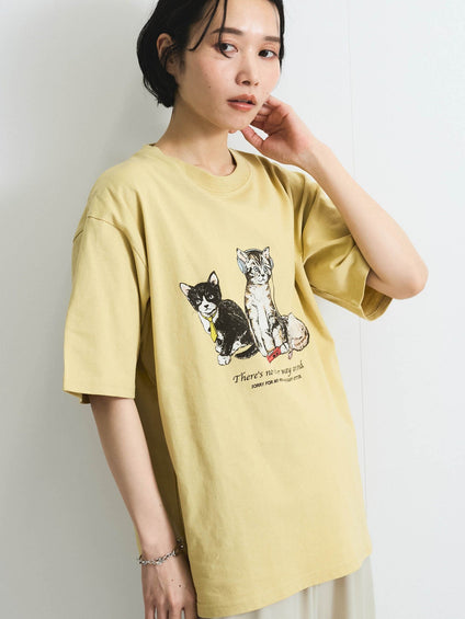 【POWER OF THE PEOPLE】イヌネコプリントTシャツ≪洗濯機で洗える≫