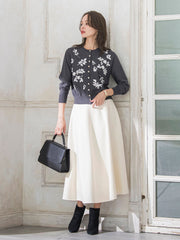 ボタニカルモチーフ刺繍カーディガン