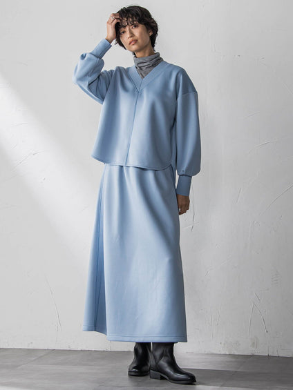 軽量ボンディングスカートセットアップ≪洗濯機で洗える≫