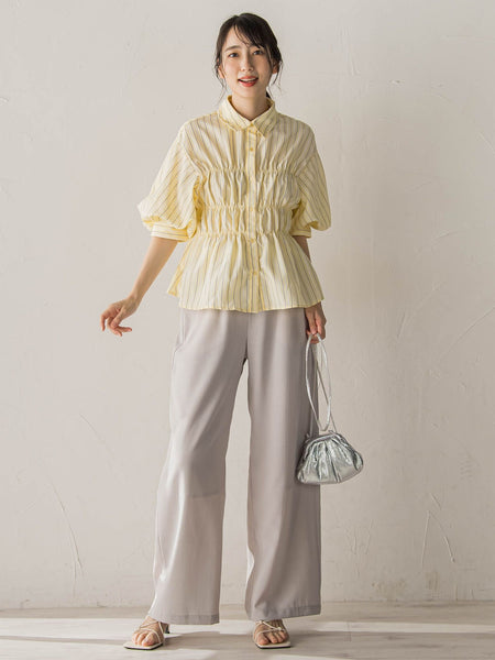 【WEB限定】シャーリングパフスリーブブラウス