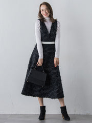 リボンドットツイードワンピース