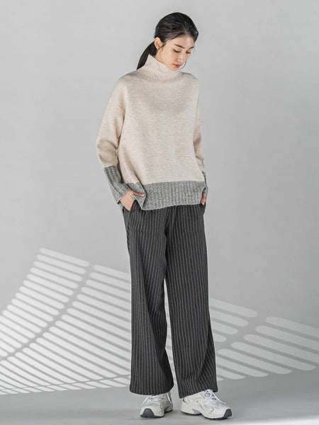 【WEB限定】配色ストレッチニット≪手洗い可能≫
