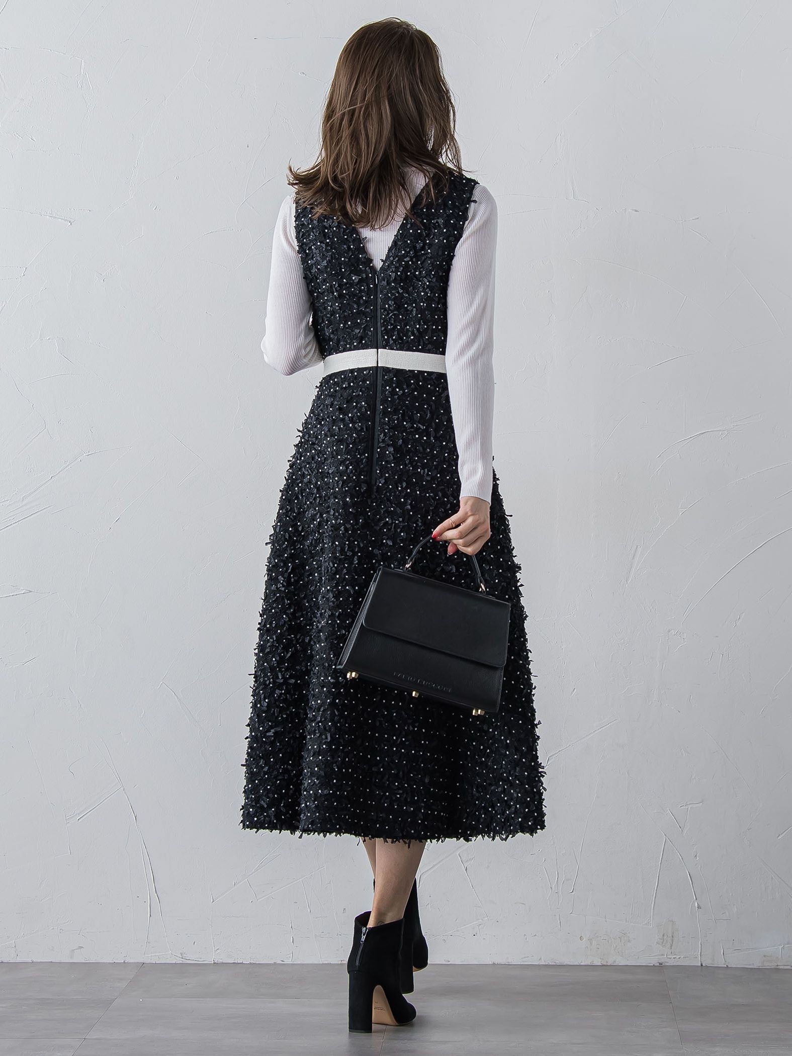 リボンドットツイードワンピース