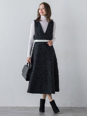 リボンドットツイードワンピース