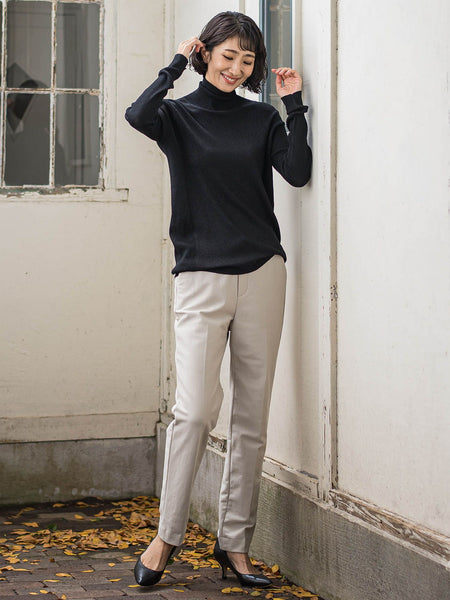 ラメリブタートルニット